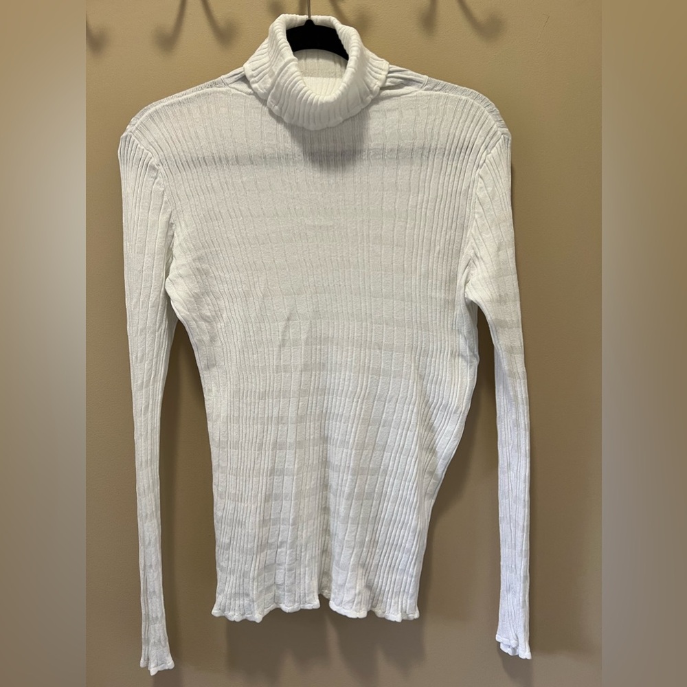 Piazza Sempione Womens White Made In Italy Long Sleeve Turtle Neck Sweater 44